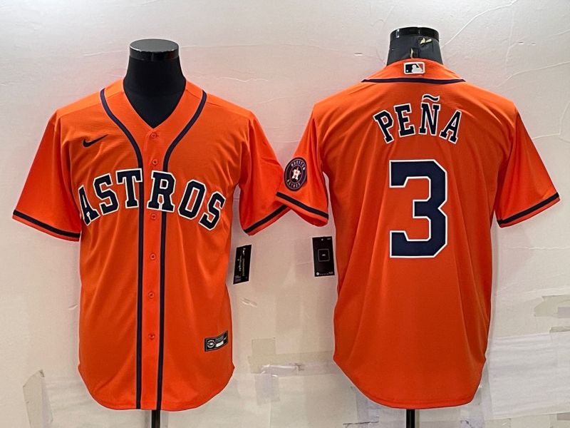 Men Houston Astros 3 Pena Orange Game Nike 2022 MLB Jerseys